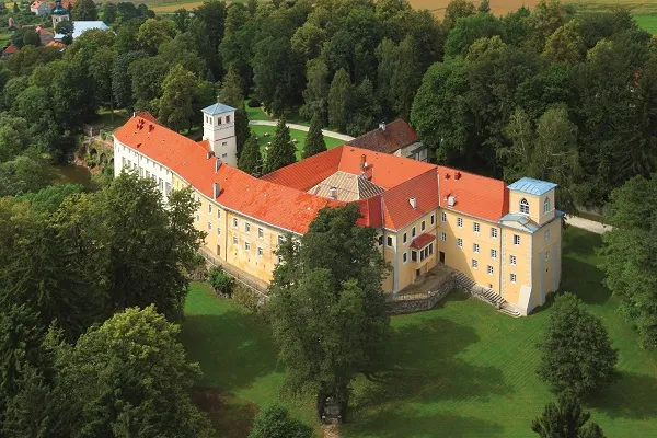 Zamek na Skale widoczny z drona